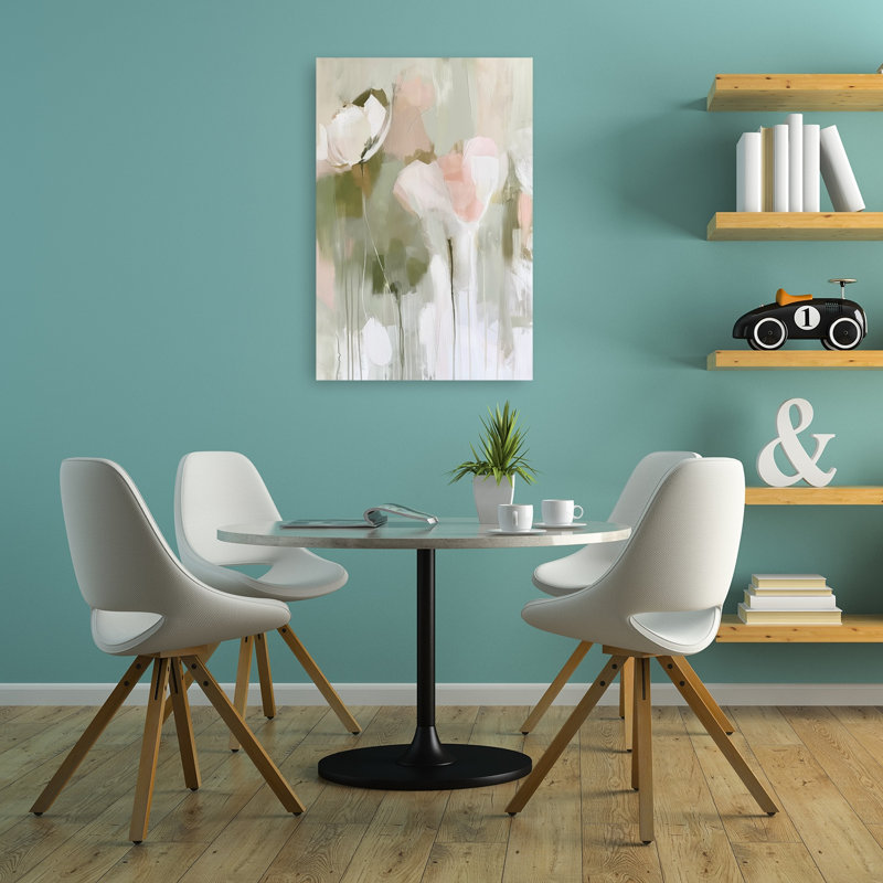 Douces fleurs abstraites abstraites, délicates fleurs élégantes, art mural, 36" H x 24" W