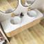 Meuble-lavabo de salle de bain à rebords incurvés pré-assemblés avec lavabo et tiroir en céramique, sans robinet, couleur grain de bois naturel