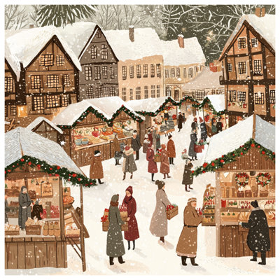 Winter Market Scene Duvet Covers