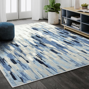 Aerilyn Abstract Blue/Beige Area Rug 8 x 12