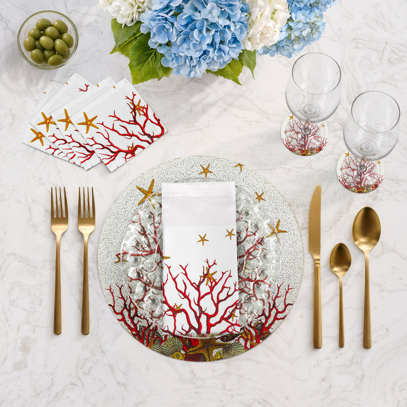 Napperon Coral Reef, Rouge et blanc