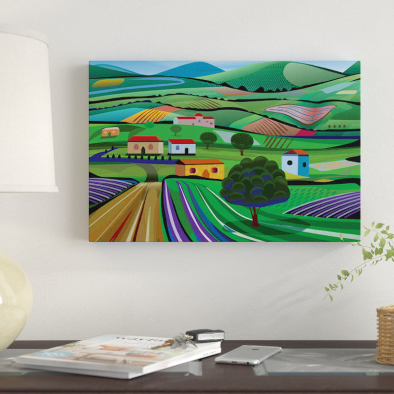 « santa barbara fermes », impression sur toile, H 12 po x l 18 po x P 1,5 po, Toile tendue, Pas de tapis