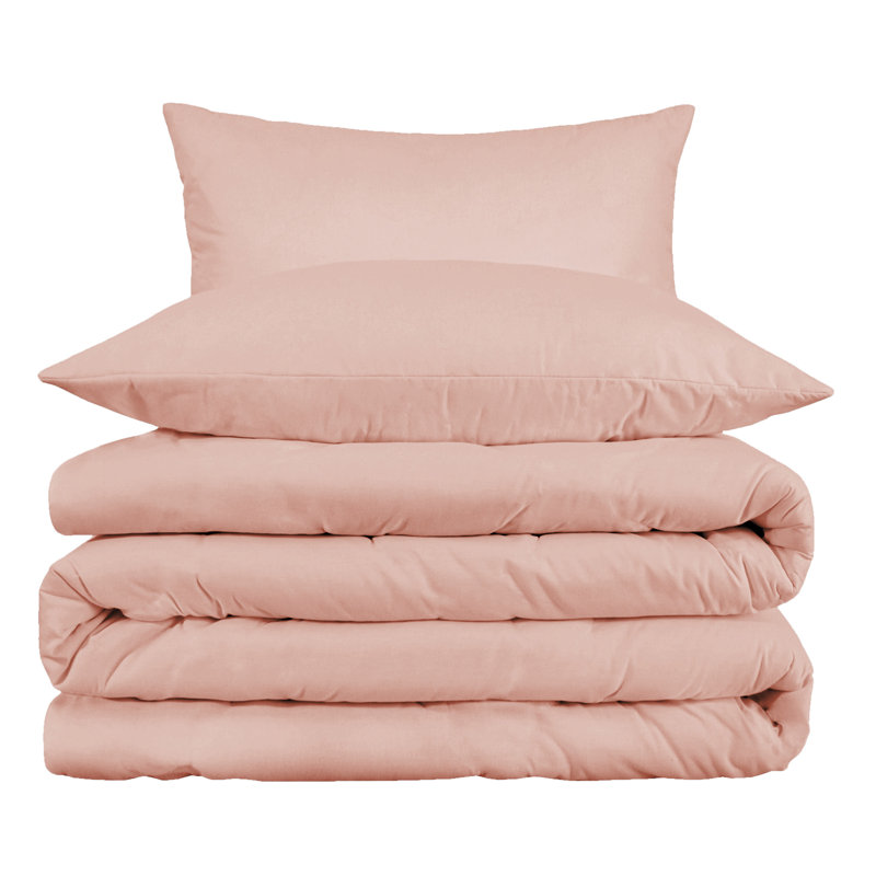 Ensemble de housse de couette 3 pièces Laflamme, Housse de couette double / grand + 2 taies décora, Rosé
