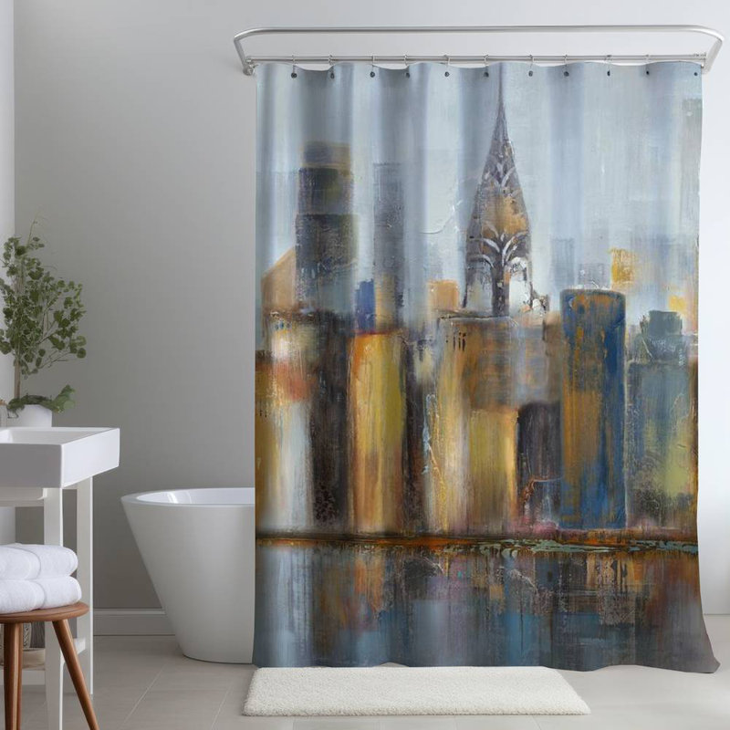 Shower Curtain CI87 – Polyester Shower Curtain, Dye Sublimation Print, 71" W × 74" L