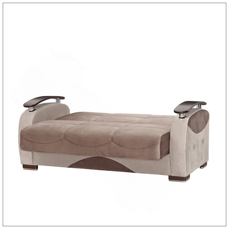 Causeuse convertible rembourrée avec rangement, Brun