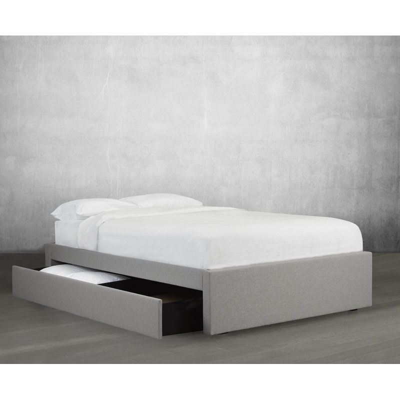 Lit plateforme avec rangement rembourré Halewood, Gris, Double