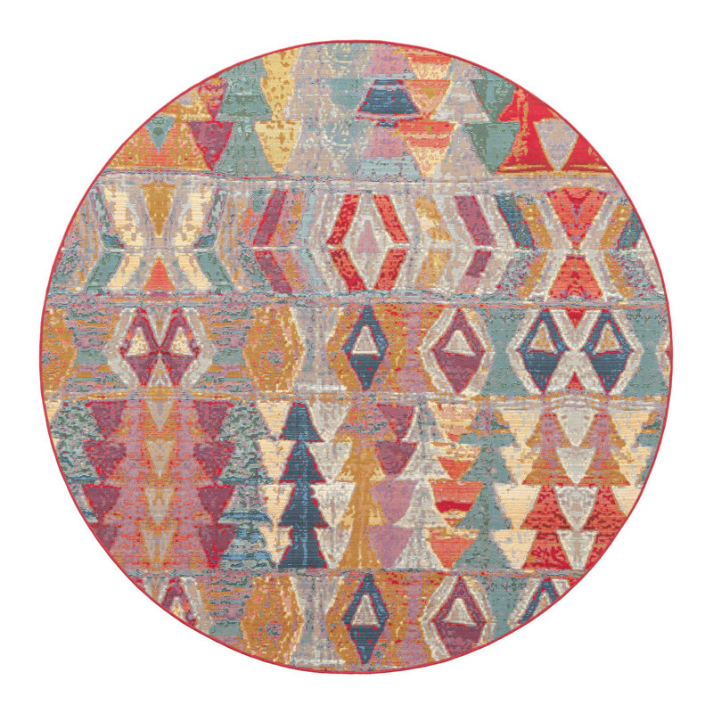 Tapis intérieur / extérieur moderne Tolland Multi Tamarindo, Rond 7 pi 1 po