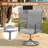 6-Person Patio Dining Set with 53" Round Metal Dining Table and 6 Padded Swivel PVC-coated polyester Chairs-1266588409