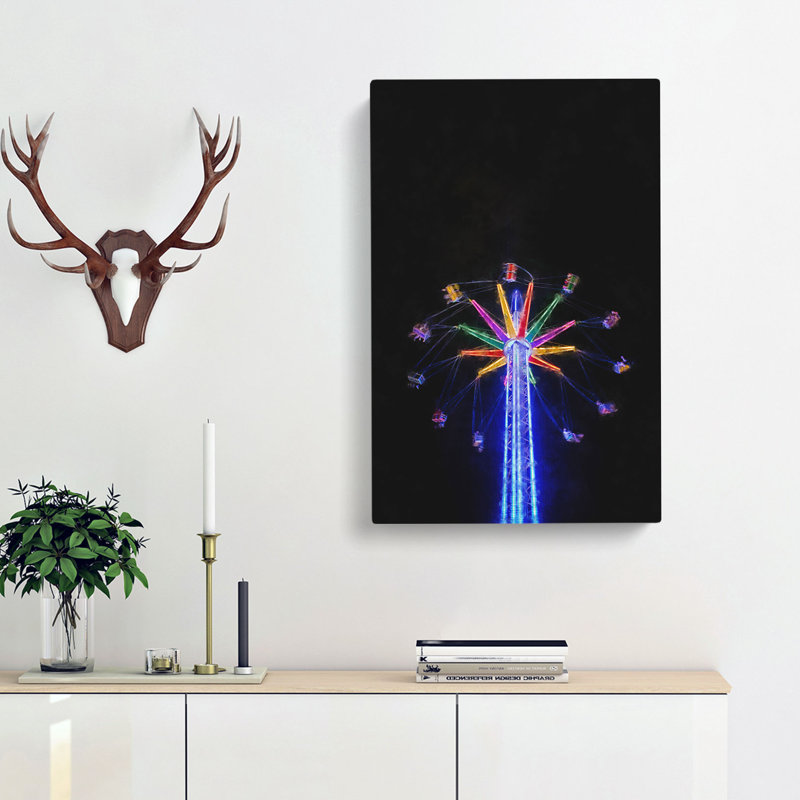 Carnival Ride At Night - Wrapped Canvas, 60cm H x 40cm W x 3cm D