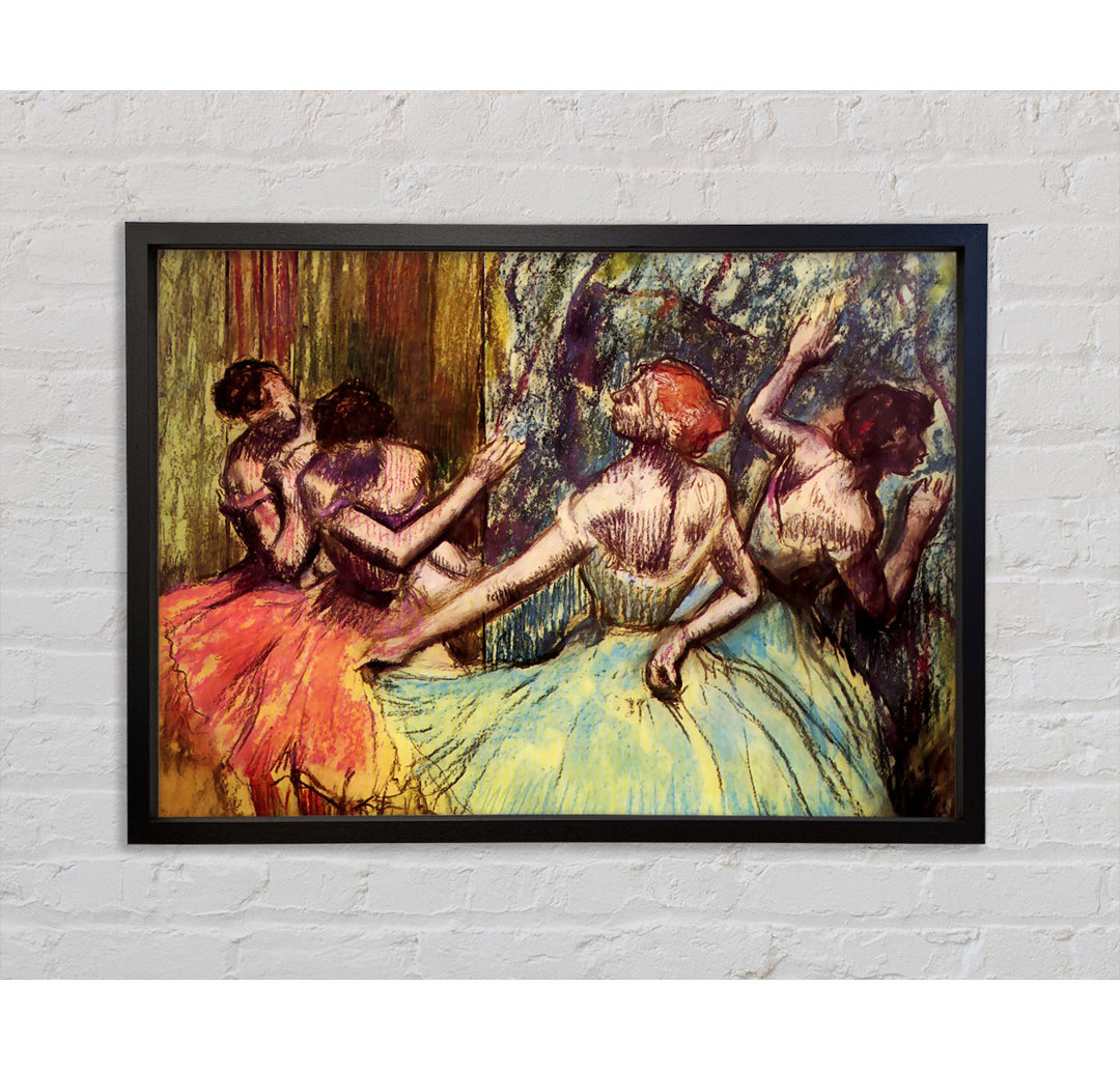 Degas Vier Tänzerinnen hinter den Kulissen von Edgar Degas - Einzelbildrahmen Kunstdrucke auf Leinwand