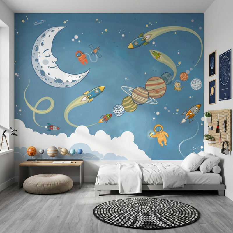 Caricature de fusée amovible, 100 po x 96 po, Non tissé
