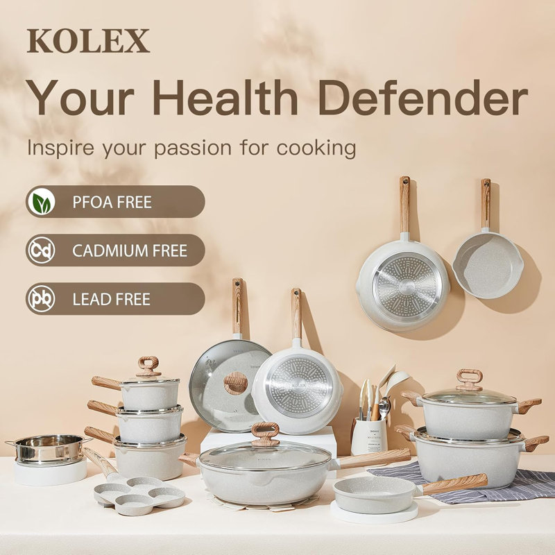 13 - Piece Aluminum Cookware Set, White