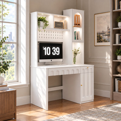 MDF Computer Desk with Built-In Electrical Outlet
