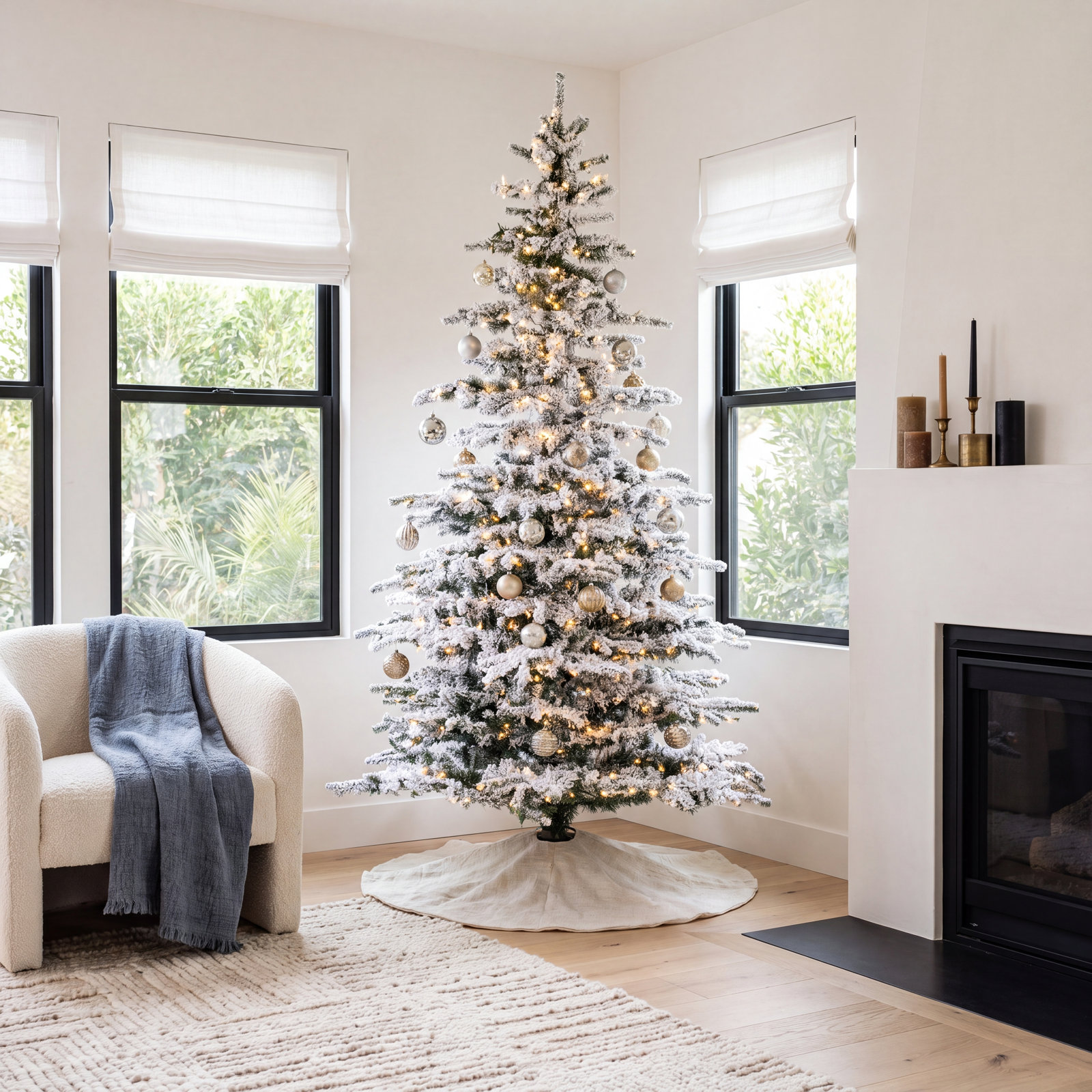 Frosted Pre-Lit Fir Christmas Tree, 8.5' H, Warm White LED