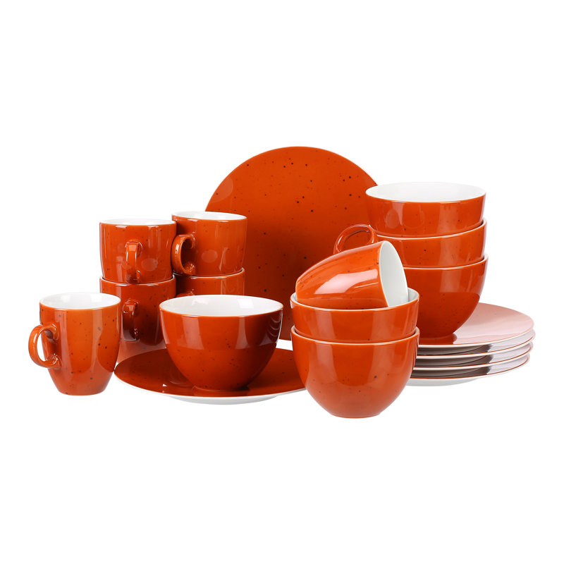 Country Life 18 Piece Dinnerware Set, Service for 6, Terracotta