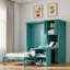 Lit escamotable simple mural rotatif avec bibliothèque, armoire supérieure, bureau extensible et rangement latéral pour un usage domestique polyvalent-1306545460