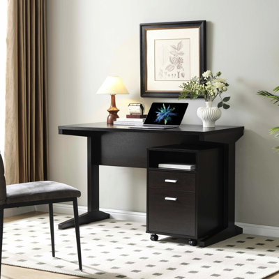 Home Office Desk With Modesty Panel And Detached File Cabinet - Style -colored For