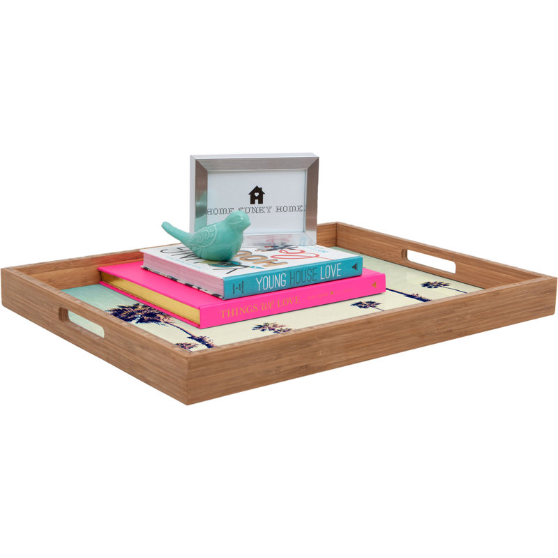Plateau de table repose-pieds/café california palmiers, H 1,75 po x l 18 po x P 14 po