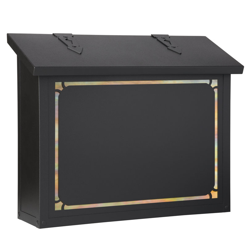 Grande boîte aux lettres murale traditionnelle avec bordure-AF-6103-GI, Noir texturé / or irisé