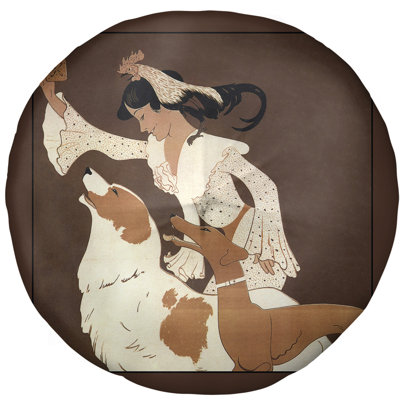 Auguste Roubille Reversible Throw Pillow