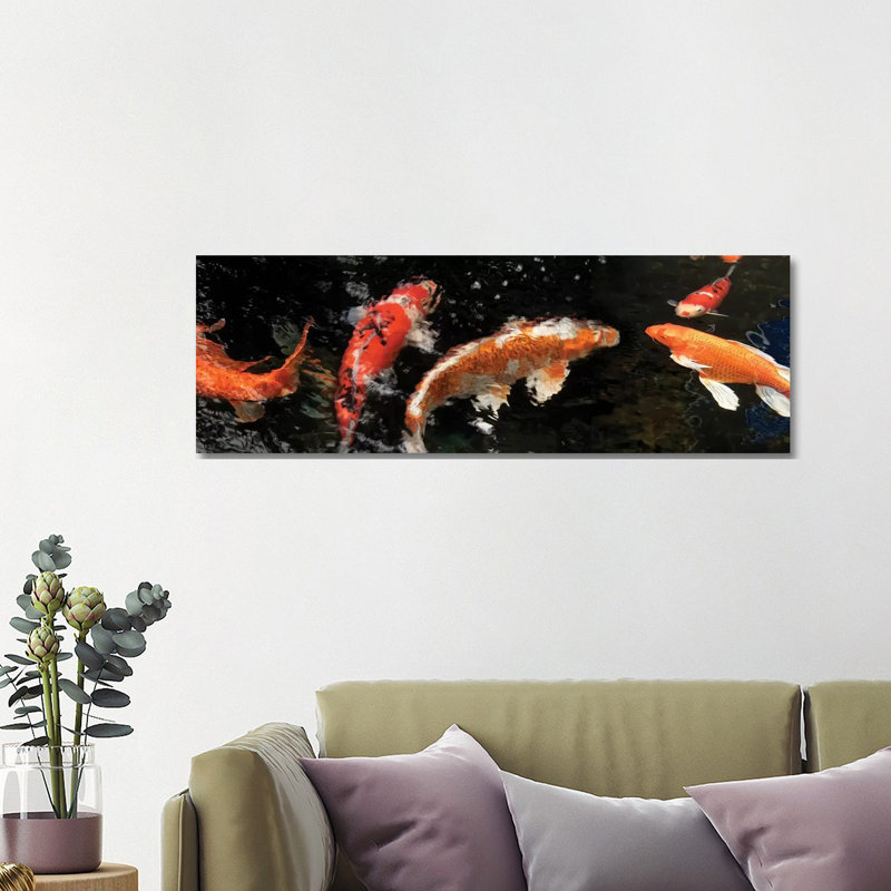 Colorful Koi Fish IV - Wrapped Canvas Panoramic Print, 121.92 cm H x 40.64 cm W x 1.91 cm D
