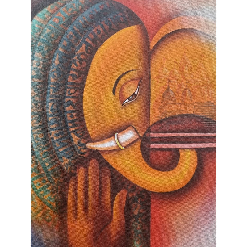 Le Devalay divin | Acrylique sur toile par Avani Mayank Desai | Cadre en bois