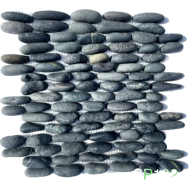 Matte Black Standing Pebble Mosaic 12" x 12"