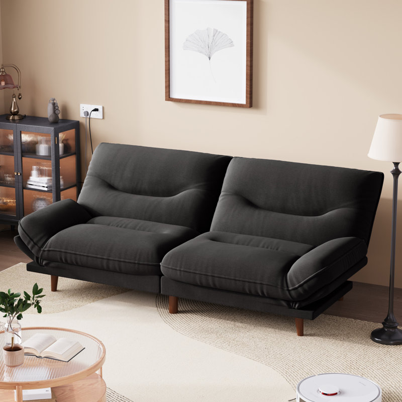65" FUTON And FUTON Bed, Black Linen