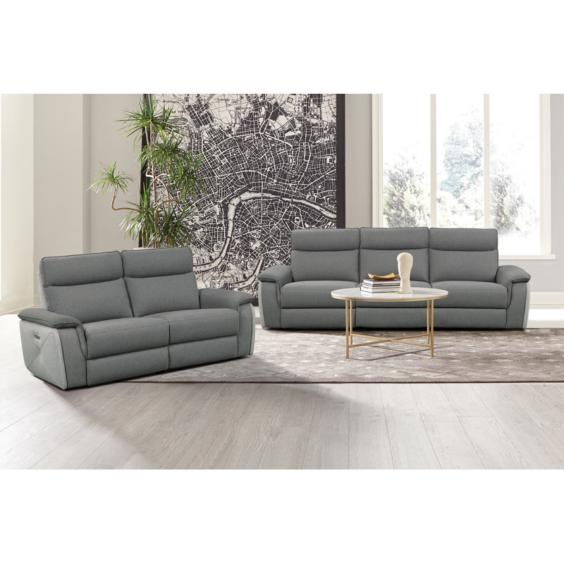 Ensemble de salon 2 pièces Enjolie, Tissu texturé gris foncé