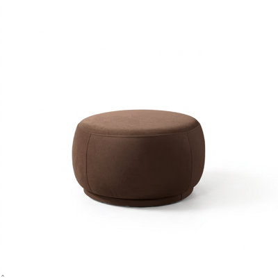 Round Velvet 28" Ottoman Coffee