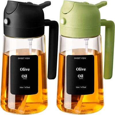 2 vaporisateurs d'huile d'olive pour la cuisson, 470 ml d'huile Sprayr 2 en 1, pour la cuisine, friteuse à air, cuisson, salade, barbecue