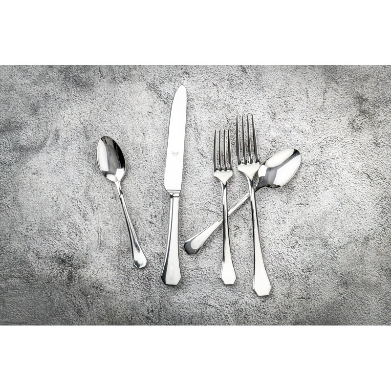 MORETTO 5 - Piece Stainless Steel Flatware Set - Service for 1, Silver
