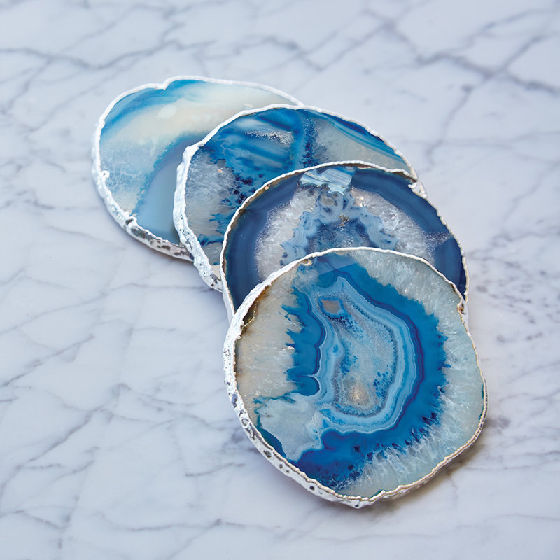 Sous-verre Lumino, Azur / argent
