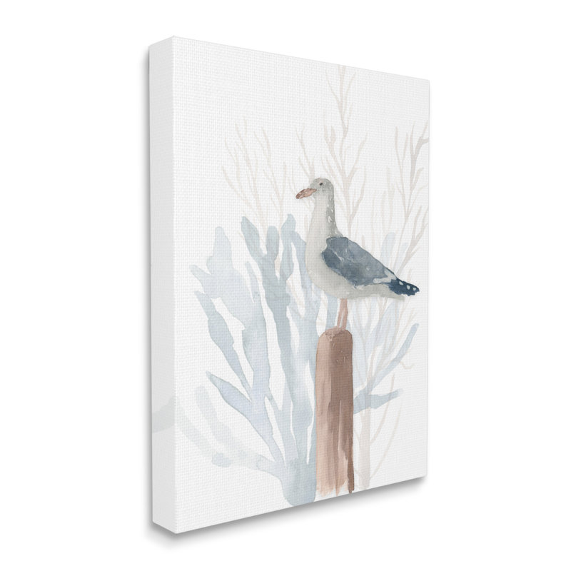 Mouette de plage détendue nautique bleu mer corail, H 20 po x l 16 po x P 1,5 po, Toile tendue