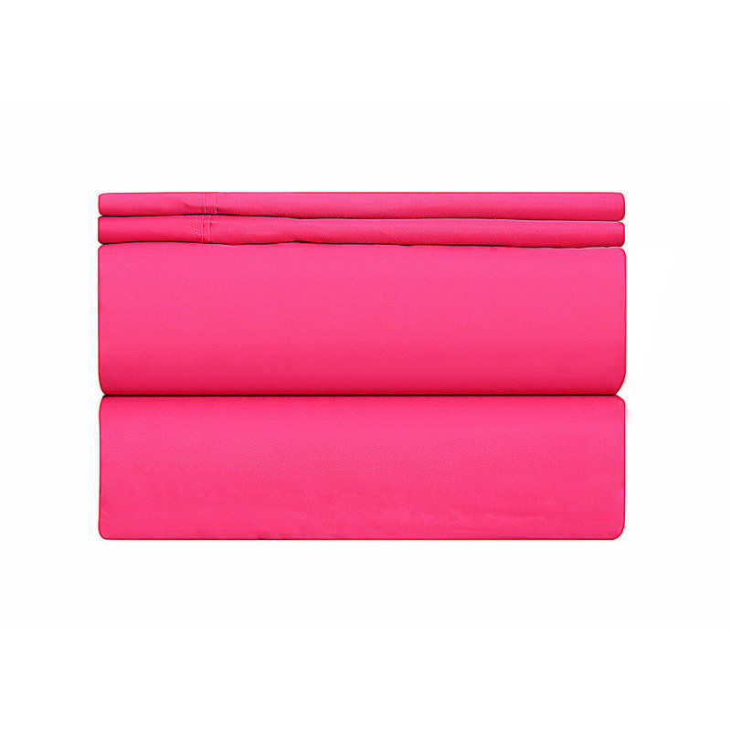 Microfiber Sheet Set, Full Sheet Set with 2 Pillowcases, Hot Pink