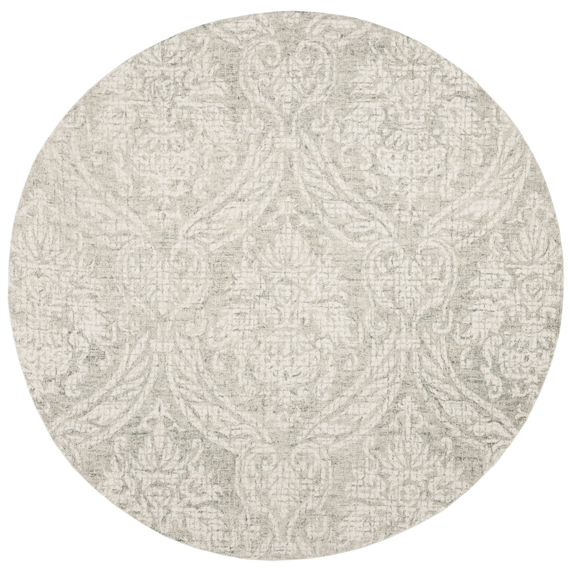 Rosemarie Abstract Handmade Tufted Wool Gray/Ivory Area Rug, Round 6'