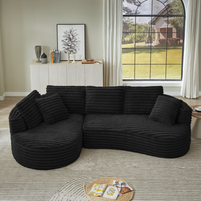 Canapé modulaire surdimensionné en L 120,9 po et méridienne rembourrée - aucun assemblage requis