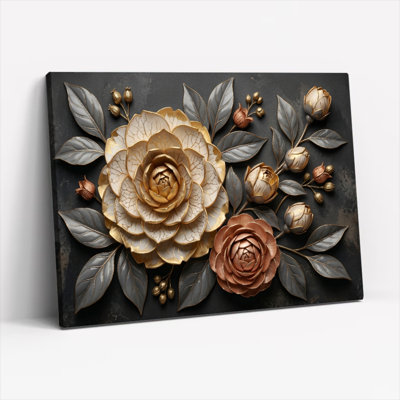 Ensemble de 1 tableau sur toile Rose dorée