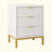 19.7-Inches Modern White And Gold 3-Drawer Nightstand, 25.8" Tall Bedside Table With Storage, Hexagon Pattern Side Table For Bedroom Or Living Room, Elegant End Table With Metal Base