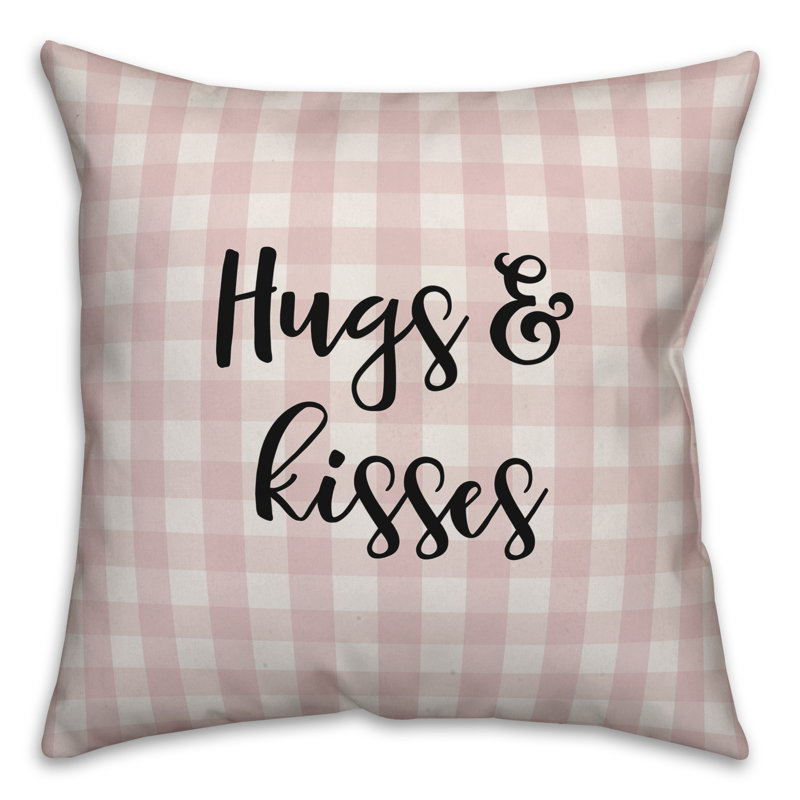  Coussin Hugs and Kisses, Rose / Noir, Housse de coussin