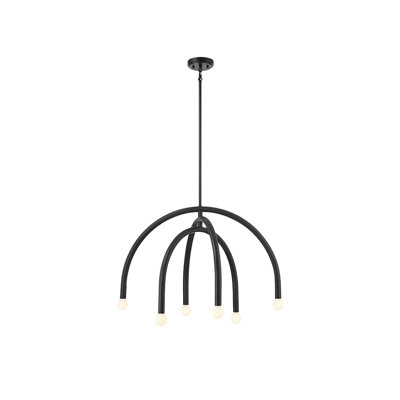Lustre 6 lumières Meridian en noir mat