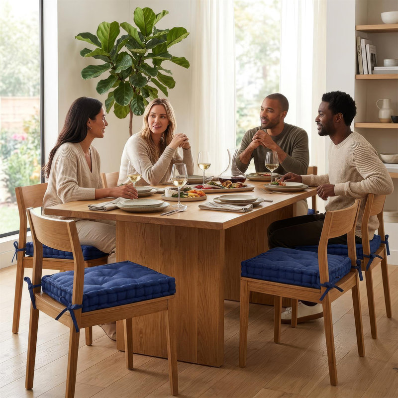 Harbour Housewares Square Seat Pad - 40 x 40cm -, Pack of 4, Navy