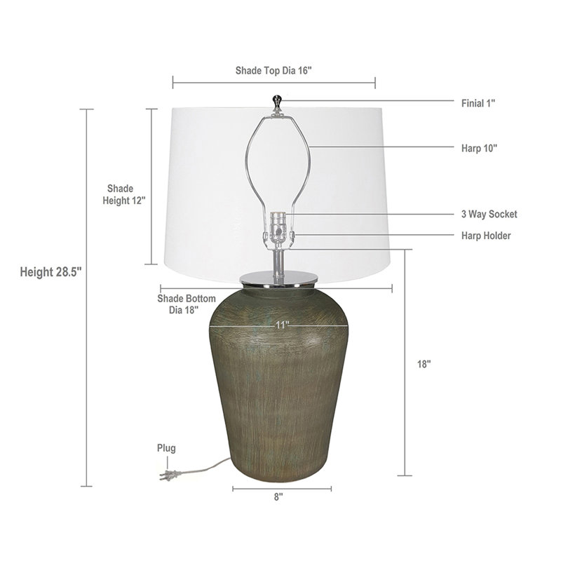 Lampe de table en verre D18x28,5 "