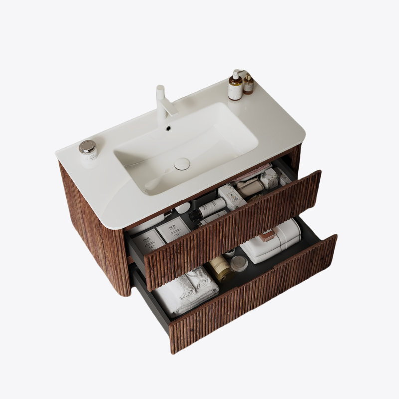 Meuble-lavabo rétro 36 "en noyer avec lavabo