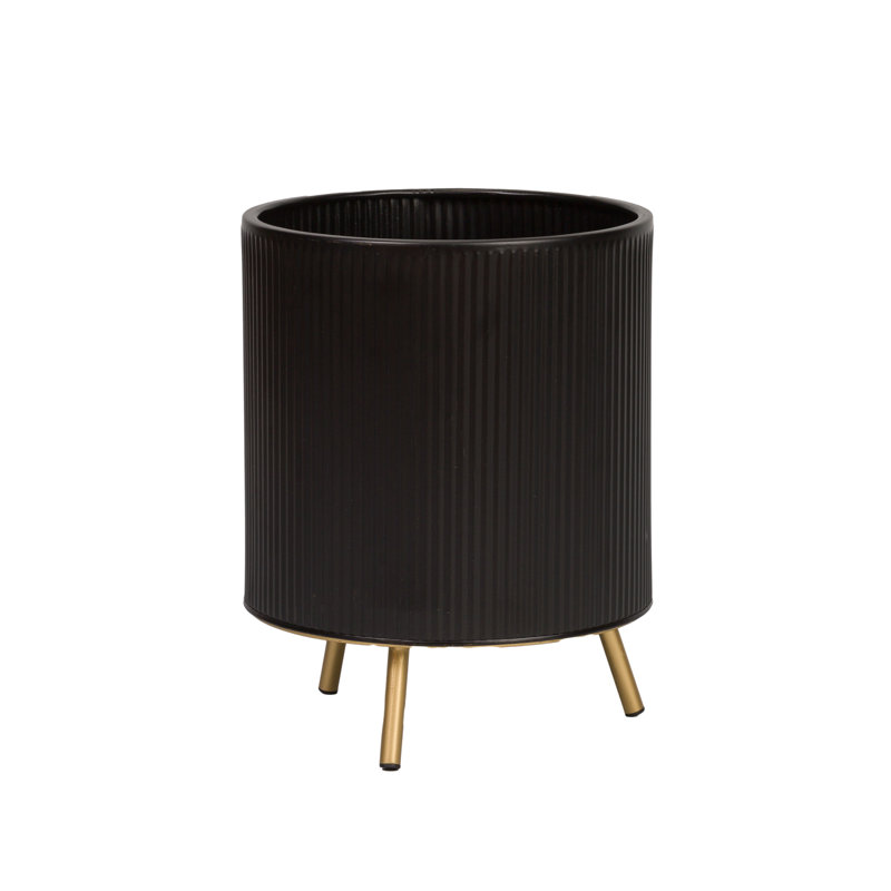 Clemansa Everett Pot with Nyra Base, Gold, 13" H x 10.25" W x 10.25" D