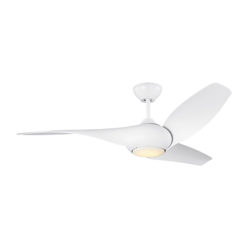 Visual Comfort Fan Topan Smart 52 LED Indoor Ceiling Fan with Threaded Downrod, Matte White ABS blades and Handheld Remote