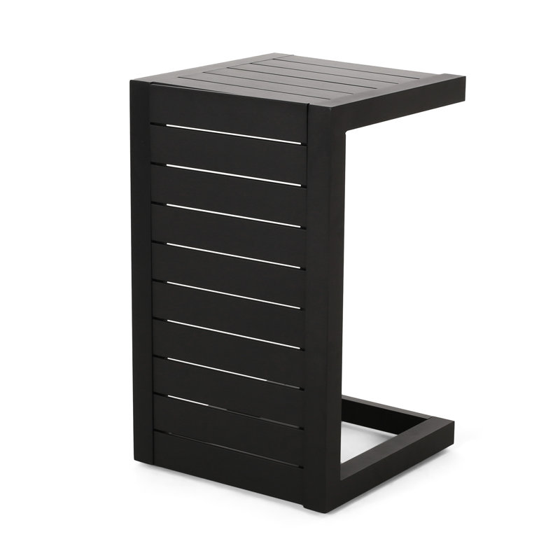 Table d'appoint moderne en aluminium noir mat pour table de jardin
