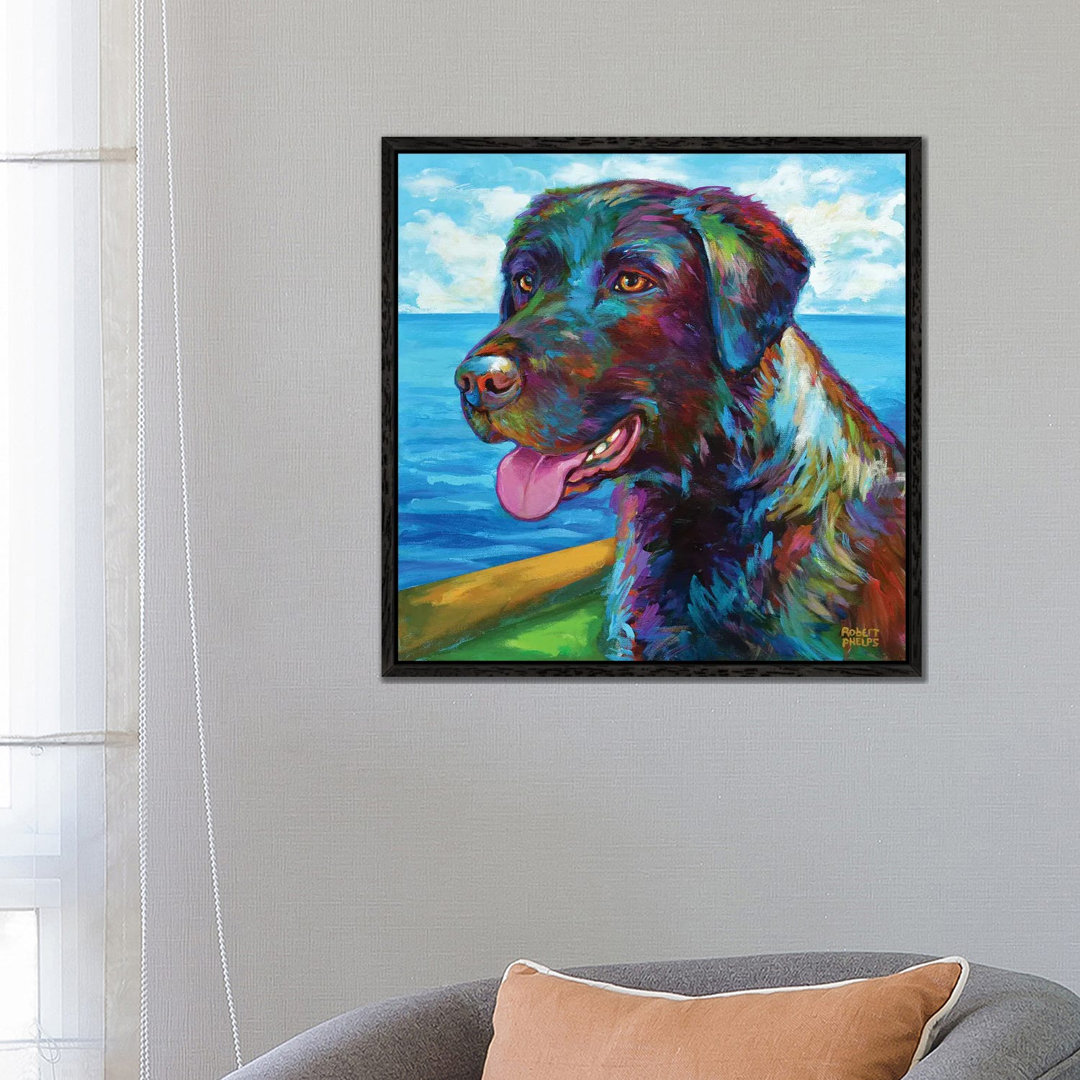 Chocolate Lab By The Sea von Robert Phelps - Galerie-verpackte Leinwand Giclée auf Leinwand