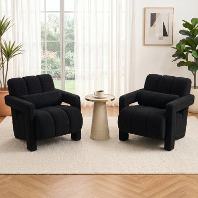 28'' Wide Upholstered Teddy Accent Chair with Arm Set of 2
