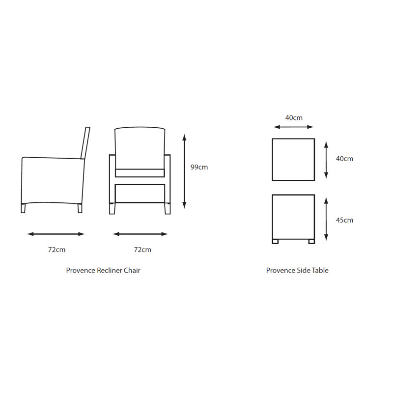 LG Outdoor 2 seater Provence reclining conversation set